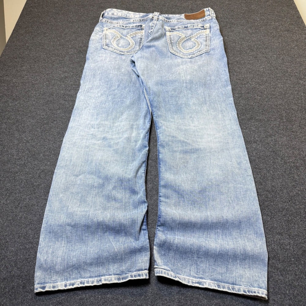 Y2K Big Star Voyager Straight Jeans Mens 36R Blue Light Wash Embroidered Denim